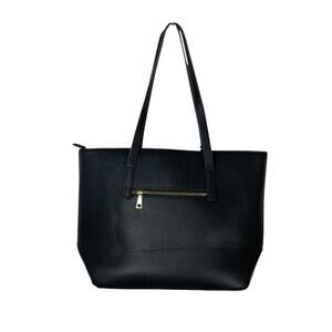 Miztique Black Vegan Leather Tote Work Chic Laptop Commuter
